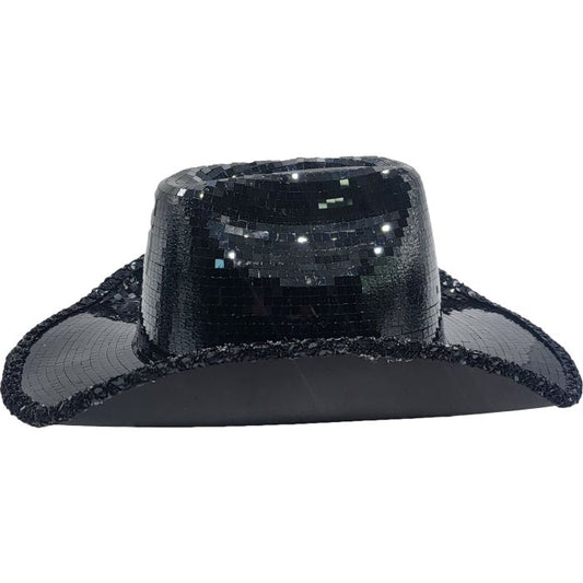 Disco Mirror Cowboy Hat - Black