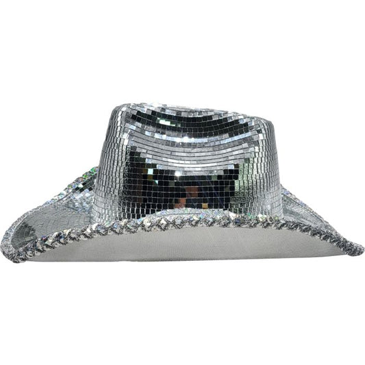 Disco Mirror Cowboy Hat - Silver