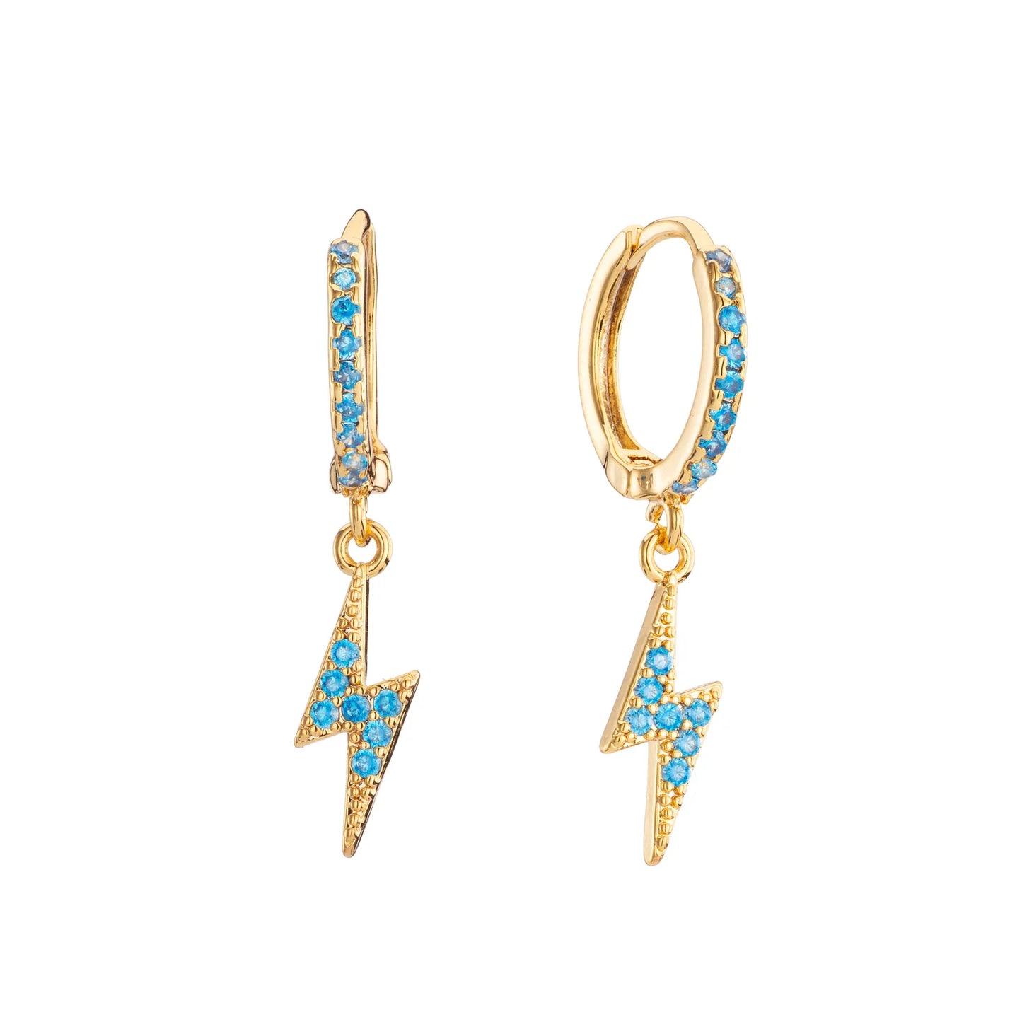 Bijoux De Mimi Talitha Turquoise Gold Lightning Bolt Huggie Earrings