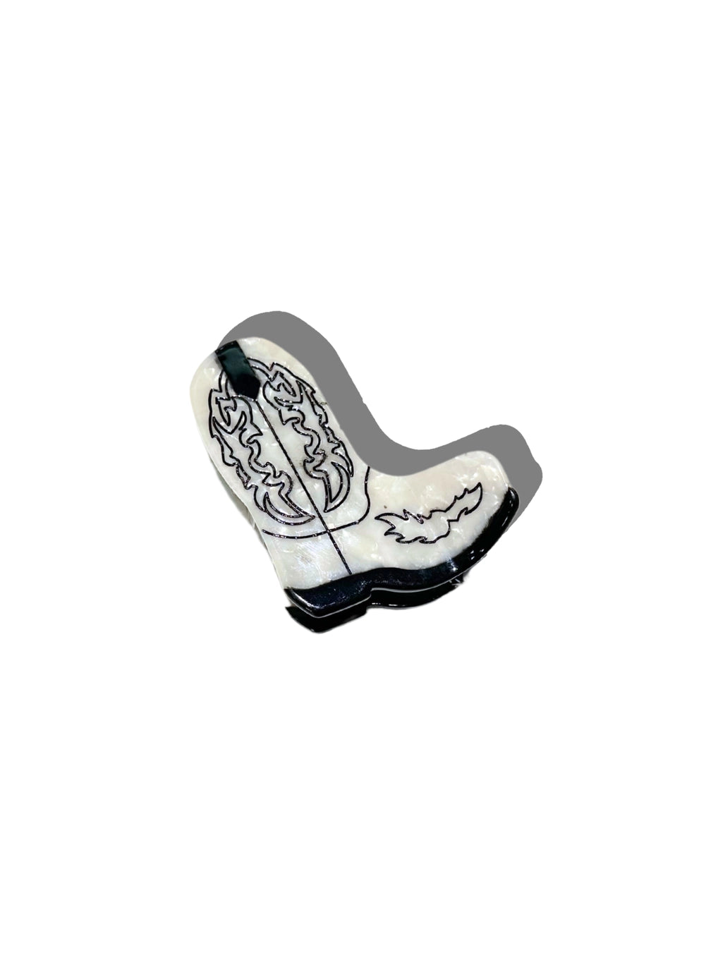 Solar Eclipse White Cowboy Boot Claw Clip