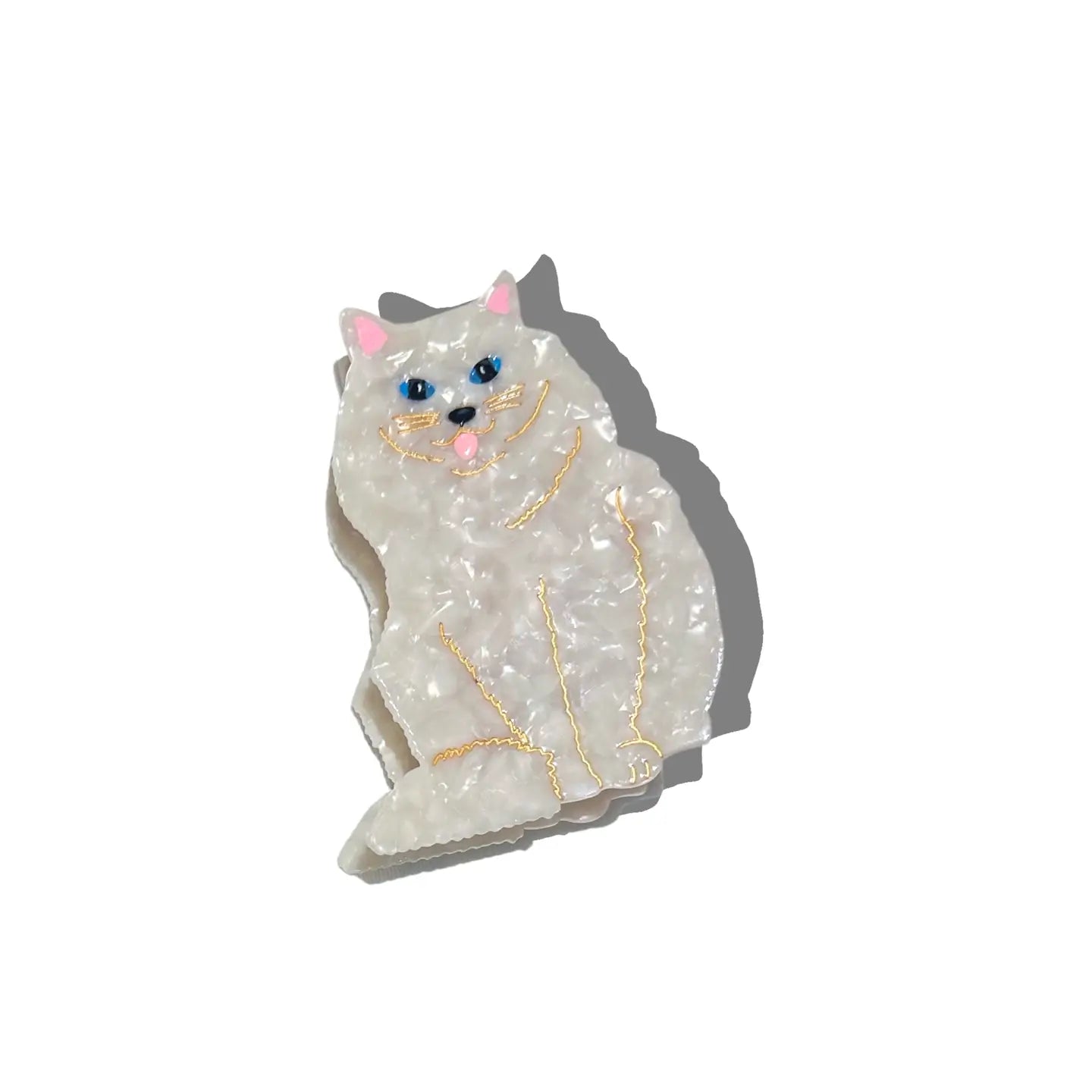 Solar Eclipse White Persian Cat Claw Clip