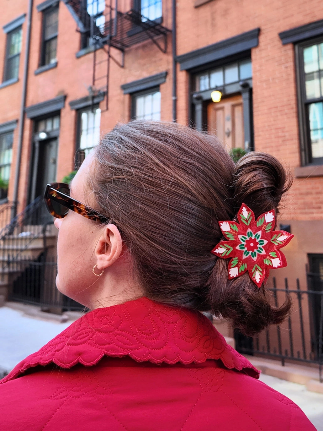 Solar Eclipse Christmas Flower Claw Clip