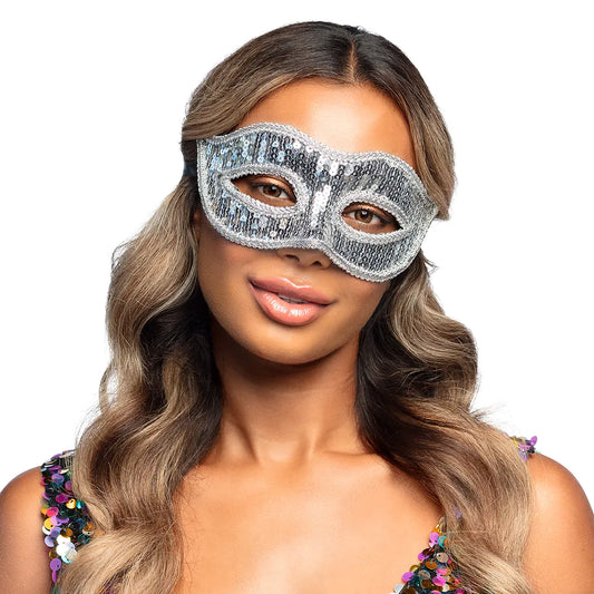 Silver Sequin Venice Masquerade Mask
