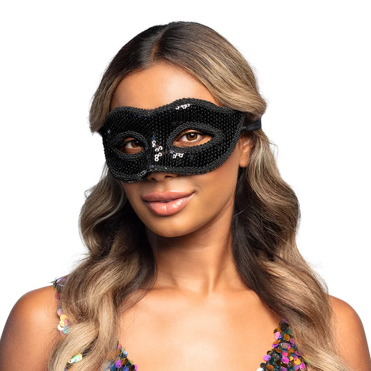 Black Sequin Venice Masquerade Mask