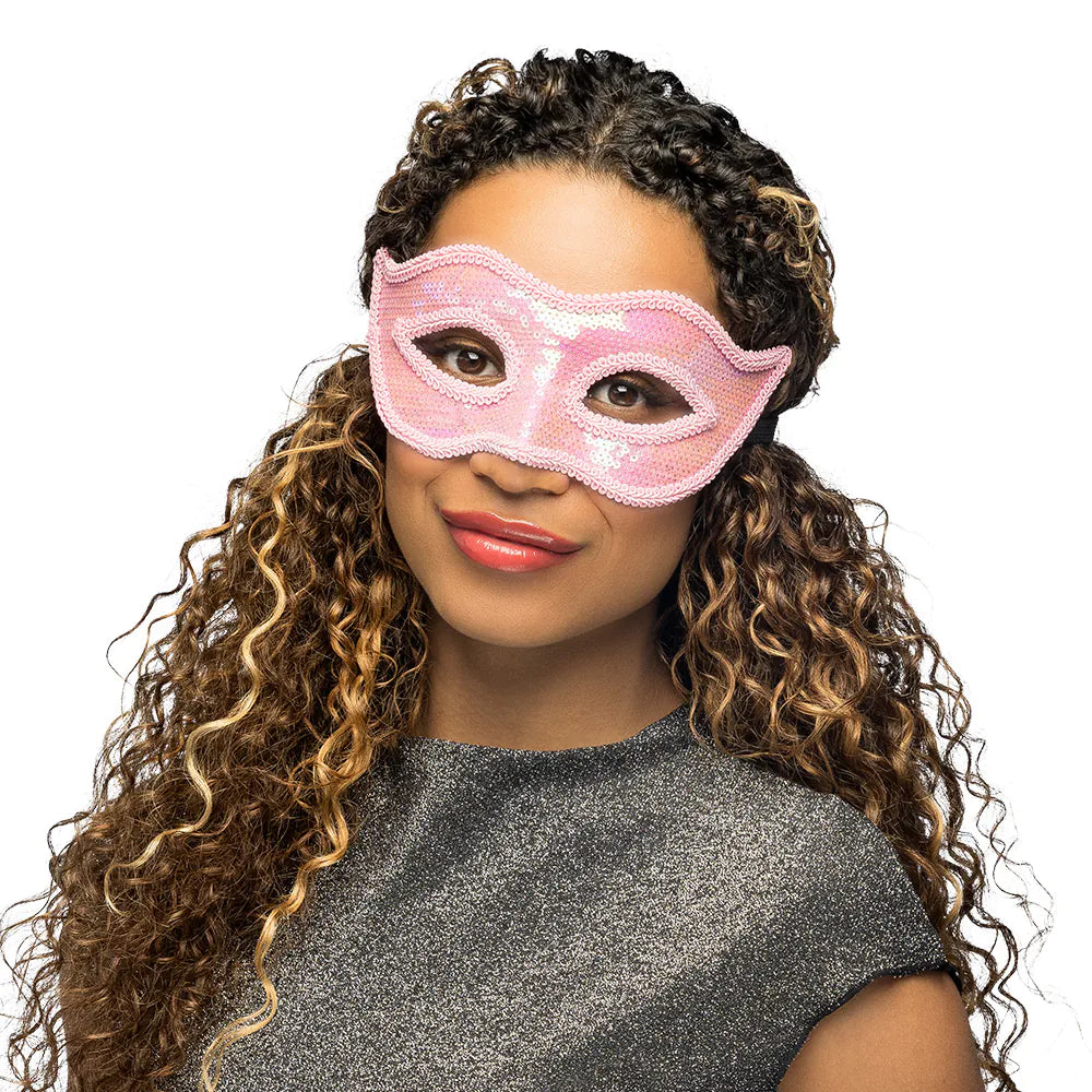 Pink Sequin Venice Masquerade Mask
