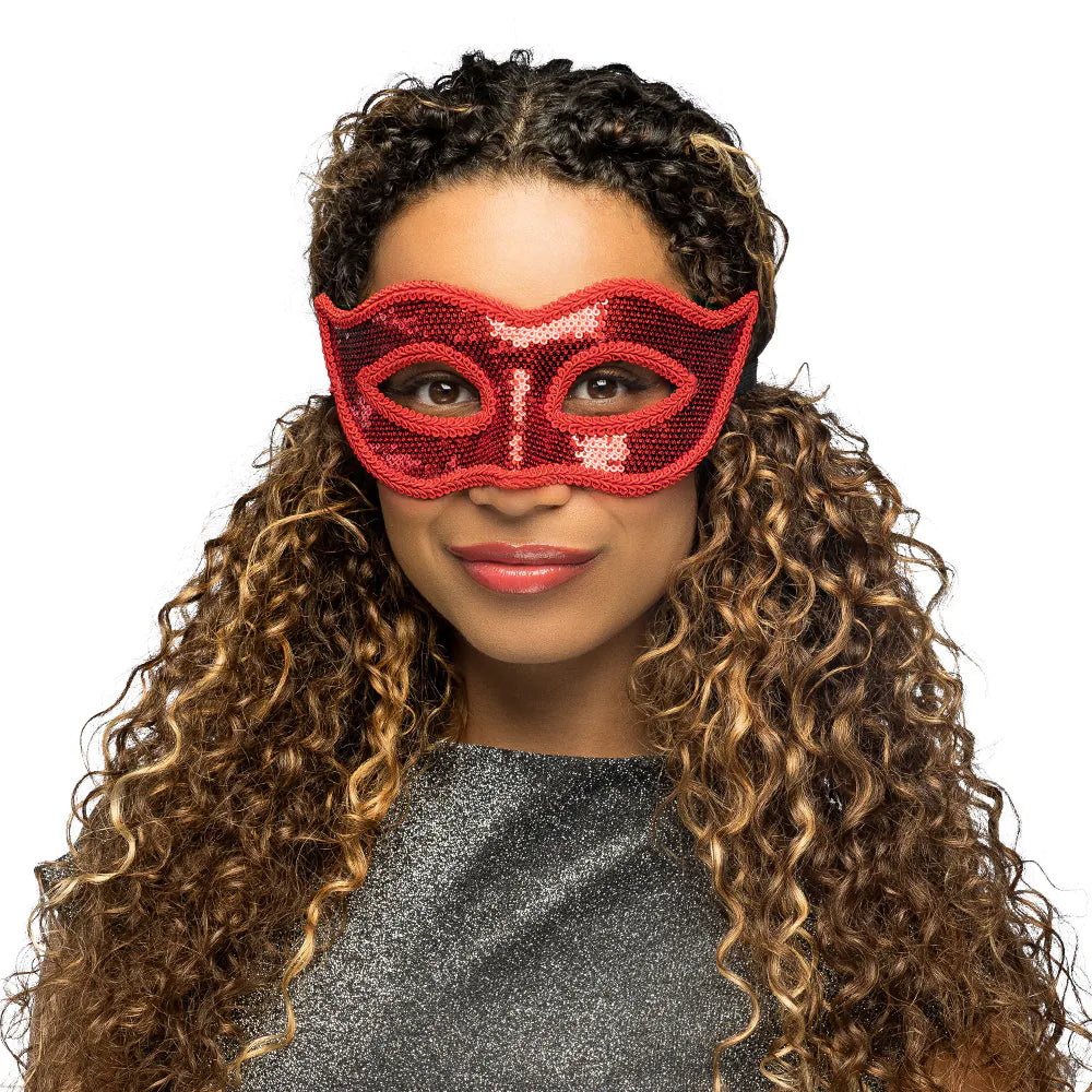 Red Sequin Venice Masquerade Mask