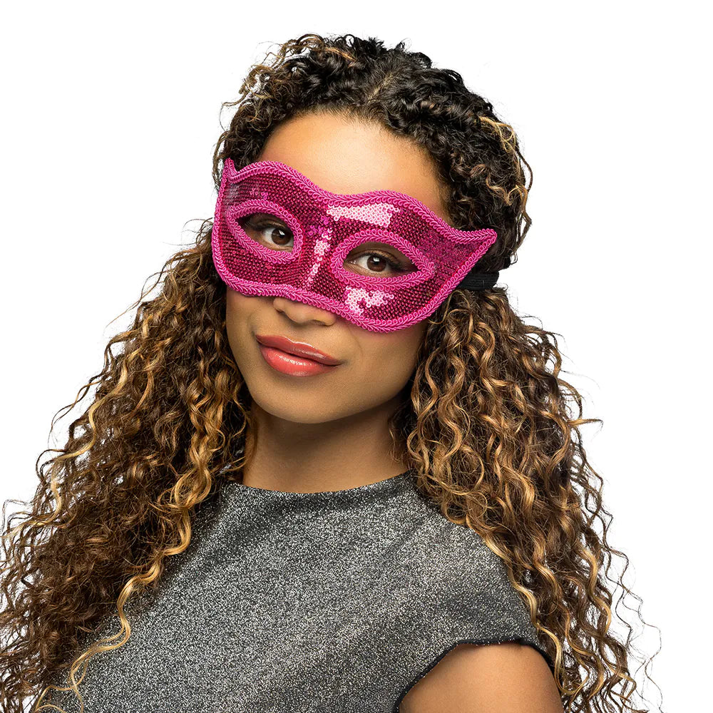 Hot Pink Sequin Venice Masquerade Mask
