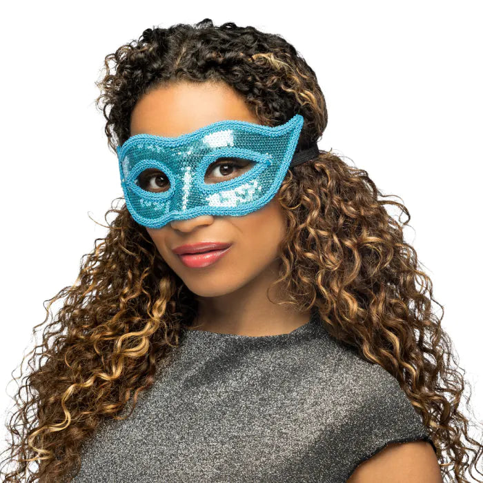 Turquoise Sequin Venice Masquerade Mask