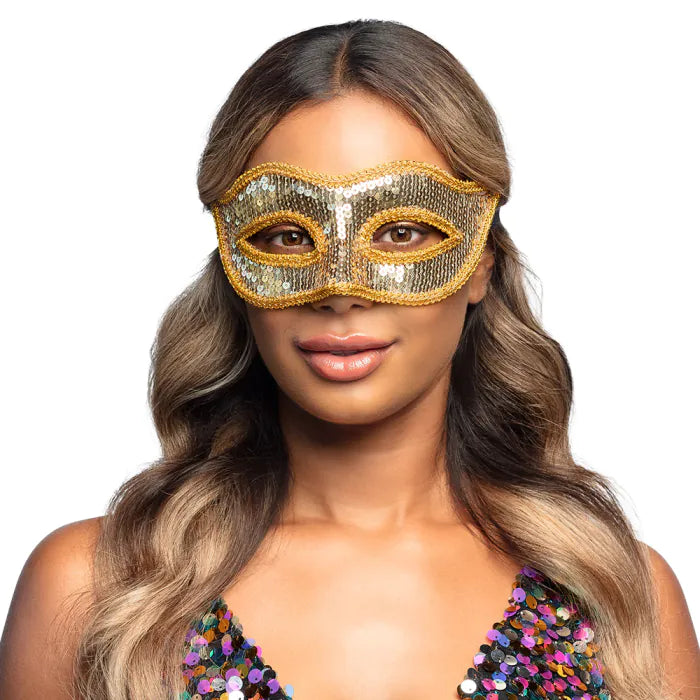 Gold Sequin Venice Masquerade Mask