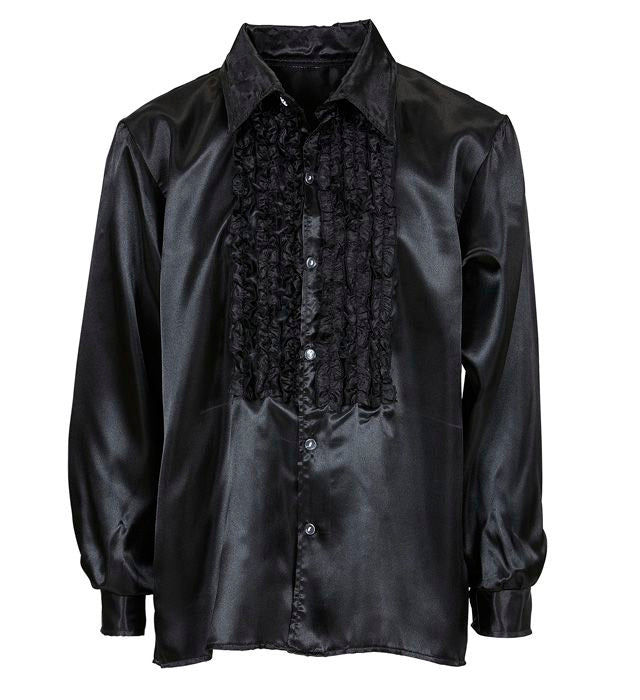 COMING SOON 70s Disco Fashion Black Ruffle Shirt