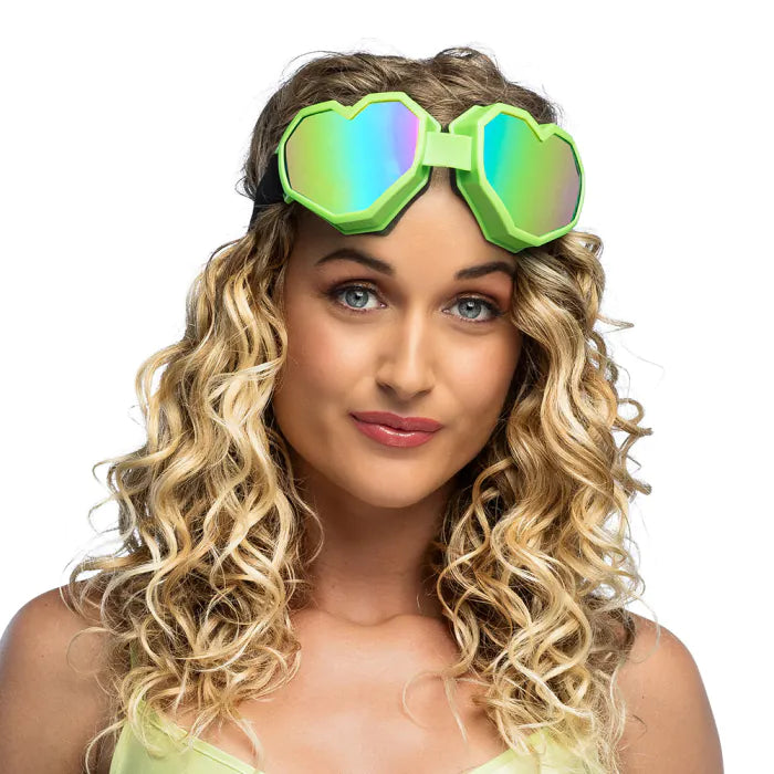 Heart Shape Festilove Ski Goggles - Neon Green