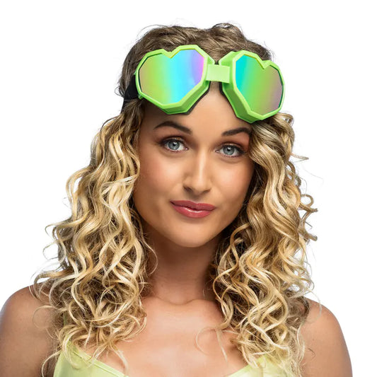 Heart Shape Festilove Ski Goggles - Neon Green