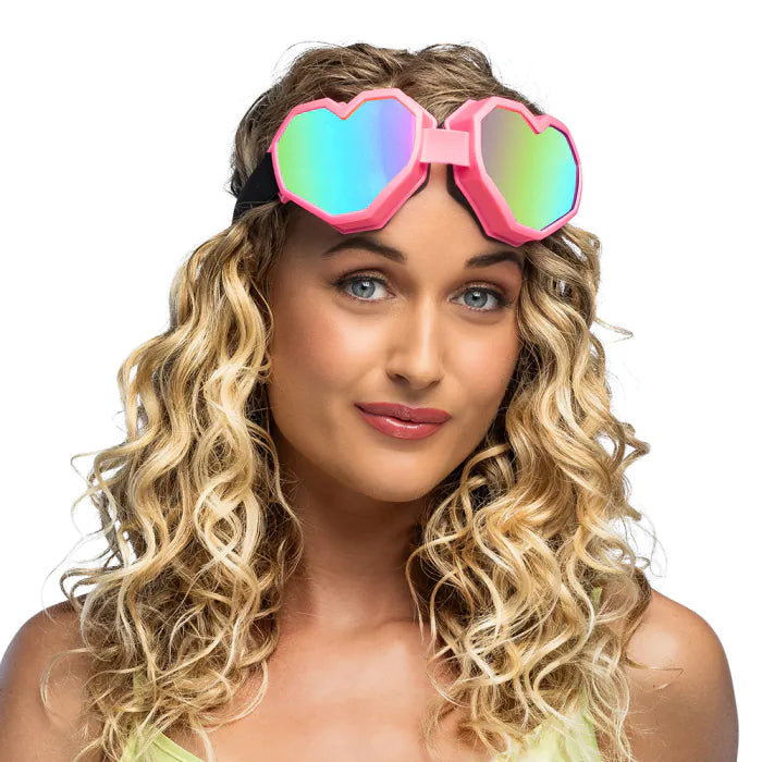 Heart Shape Festilove Ski Goggles - Neon Pink