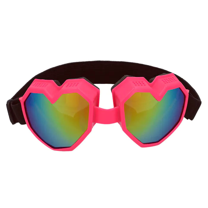 Heart Shape Festilove Ski Goggles - Neon Pink