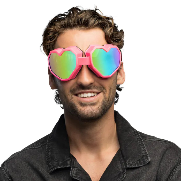 Heart Shape Festilove Ski Goggles - Neon Pink