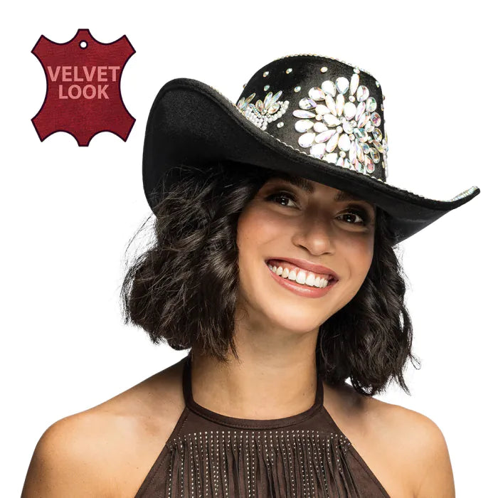 Black Crystal Gem Cowboy Hat