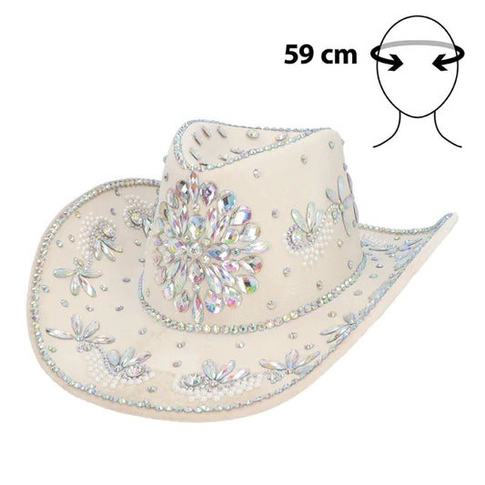 Cream Crystal Gem Cowboy Hat