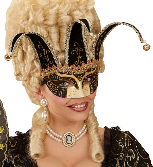 Black & Gold Jolly Jingle Bell Masquerade Mask