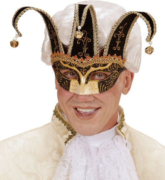 Black & Gold Jolly Jingle Bell Masquerade Mask