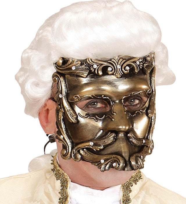 Deluxe Bronze Baroque Casanova Mask with Strass