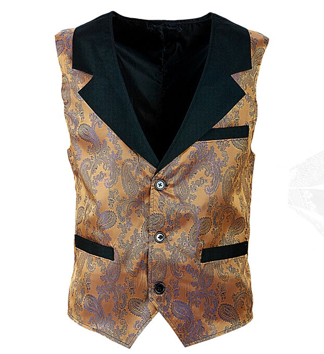 Brown Jacquard Vintage Vest