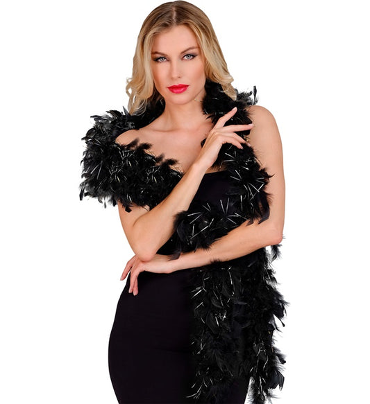 Black Feather Boa with Gold Tinsel