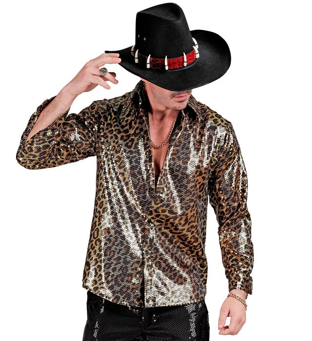 Party Fashion Leopard Sequin Shirt