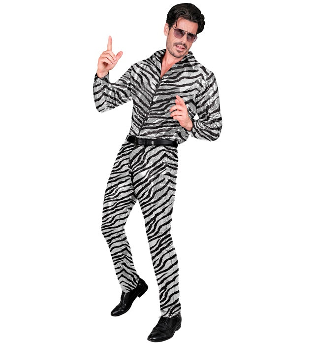 Party Fashion Silver Animalier Zebra Sequin Trousers