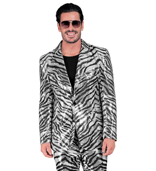 Party Fashion Animalier Zebra Sequin Blazer Jacket