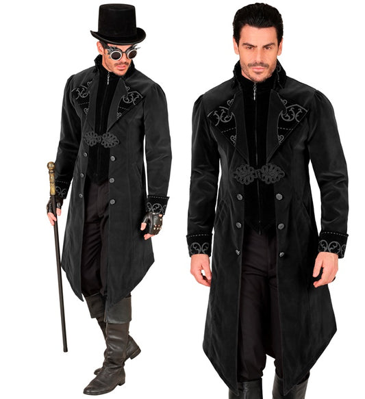Mens Black Velvet Gothic Coat