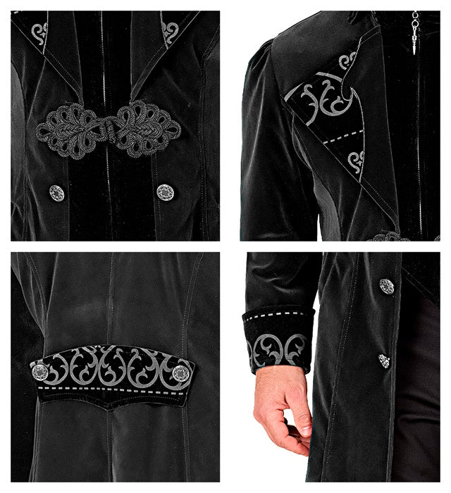 Mens Black Velvet Gothic Coat