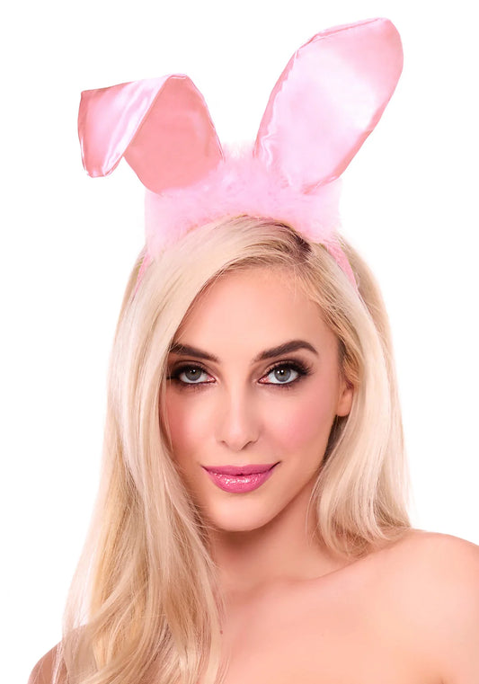 Bendable Marabou Trimmed Satin Bunny Ears