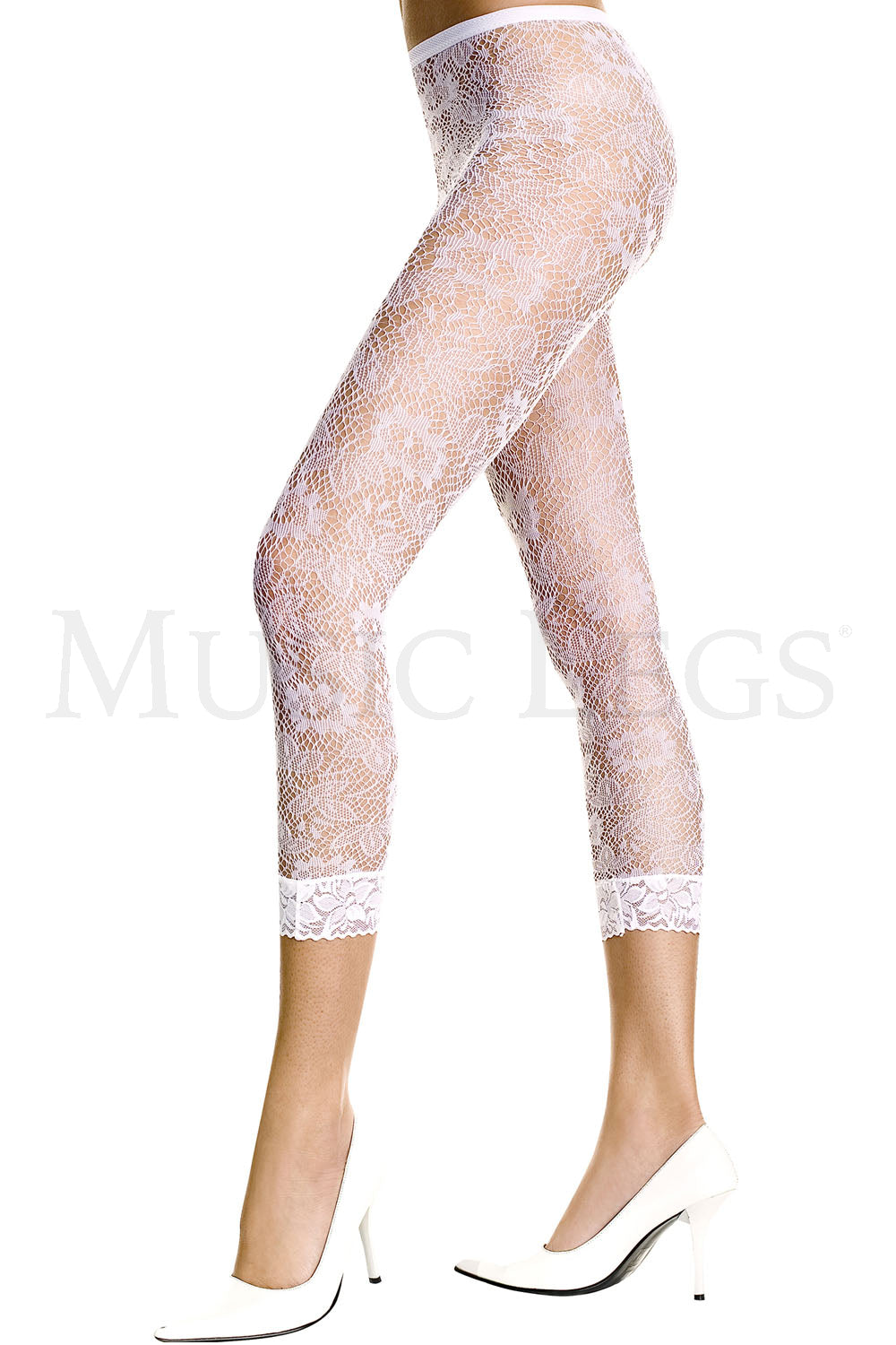 White Floral Lace Sheer Spandex Stockings
