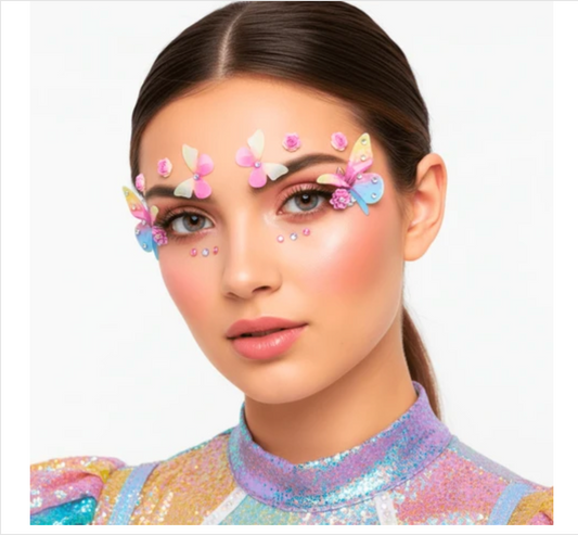 Neva Nude 3D Butterfly Bloom Crystal Face Stickers