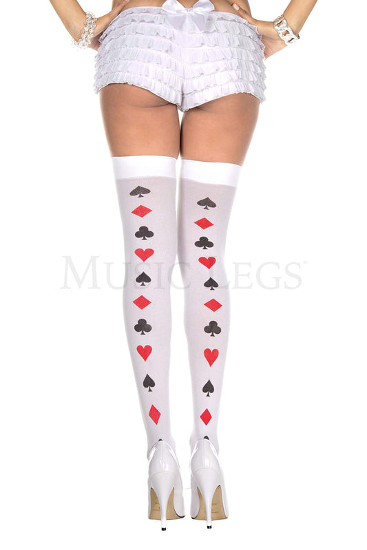 COMING SOON Poker Cards Backseam Pattern Thigh Hi