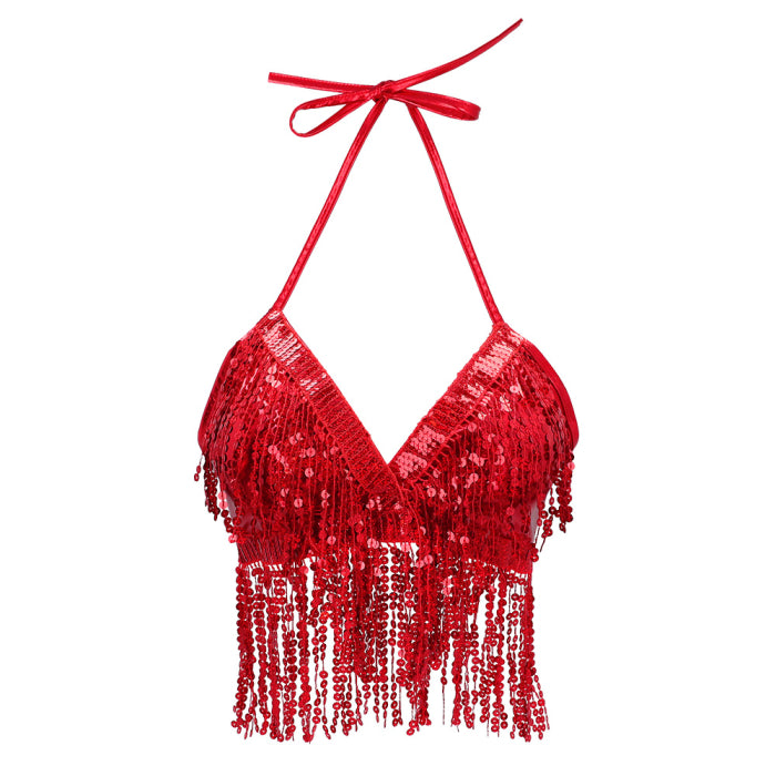 Red Sequin Festival Top
