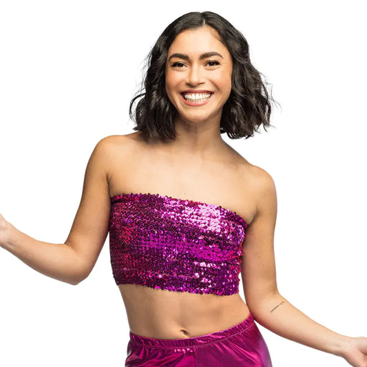 Pink Sparkle Bandeau Top