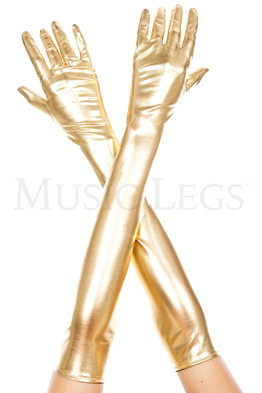 Gold Extra Long Metallic Gloves