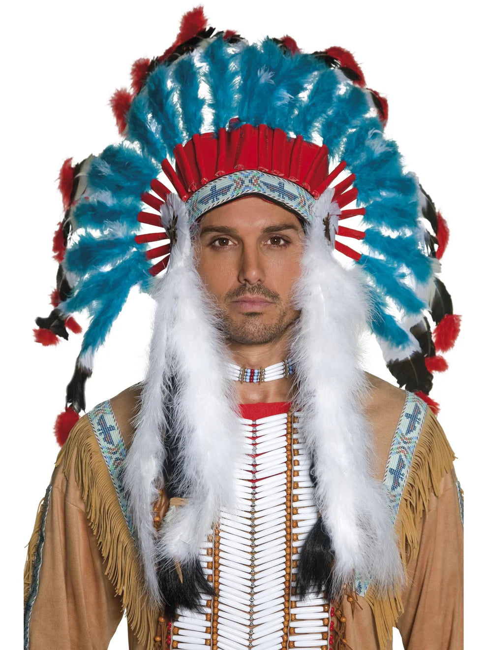 Blue Native American Feather Headdress