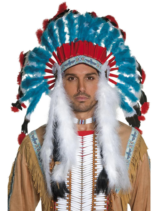 Blue Native American Feather Headdress