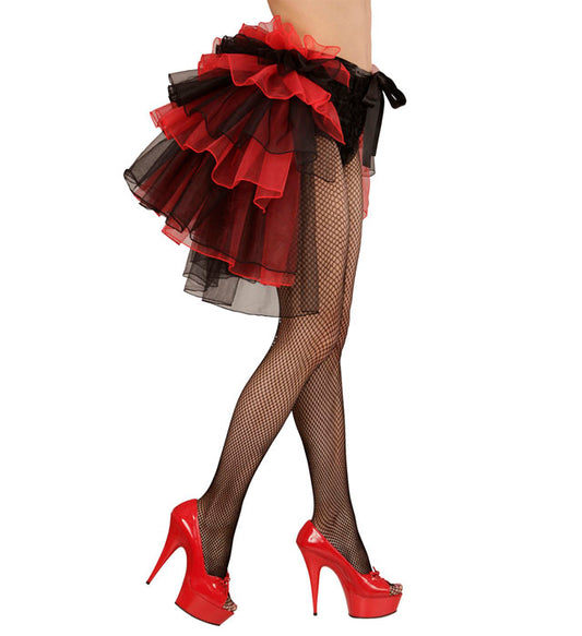 Burlesque Goth Black & Red Organza Tie-on Tutu Skirt