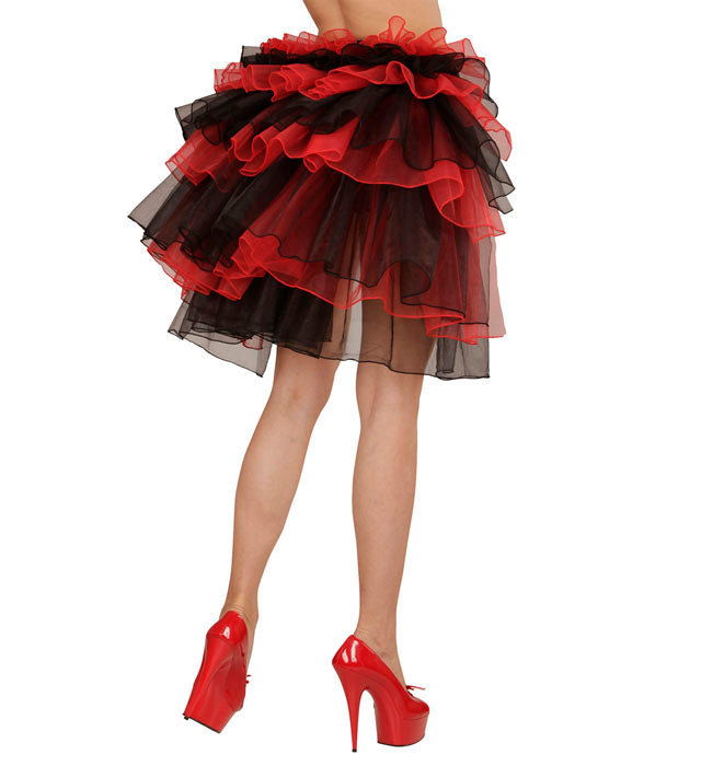 Burlesque Goth Black & Red Organza Tie-on Tutu Skirt