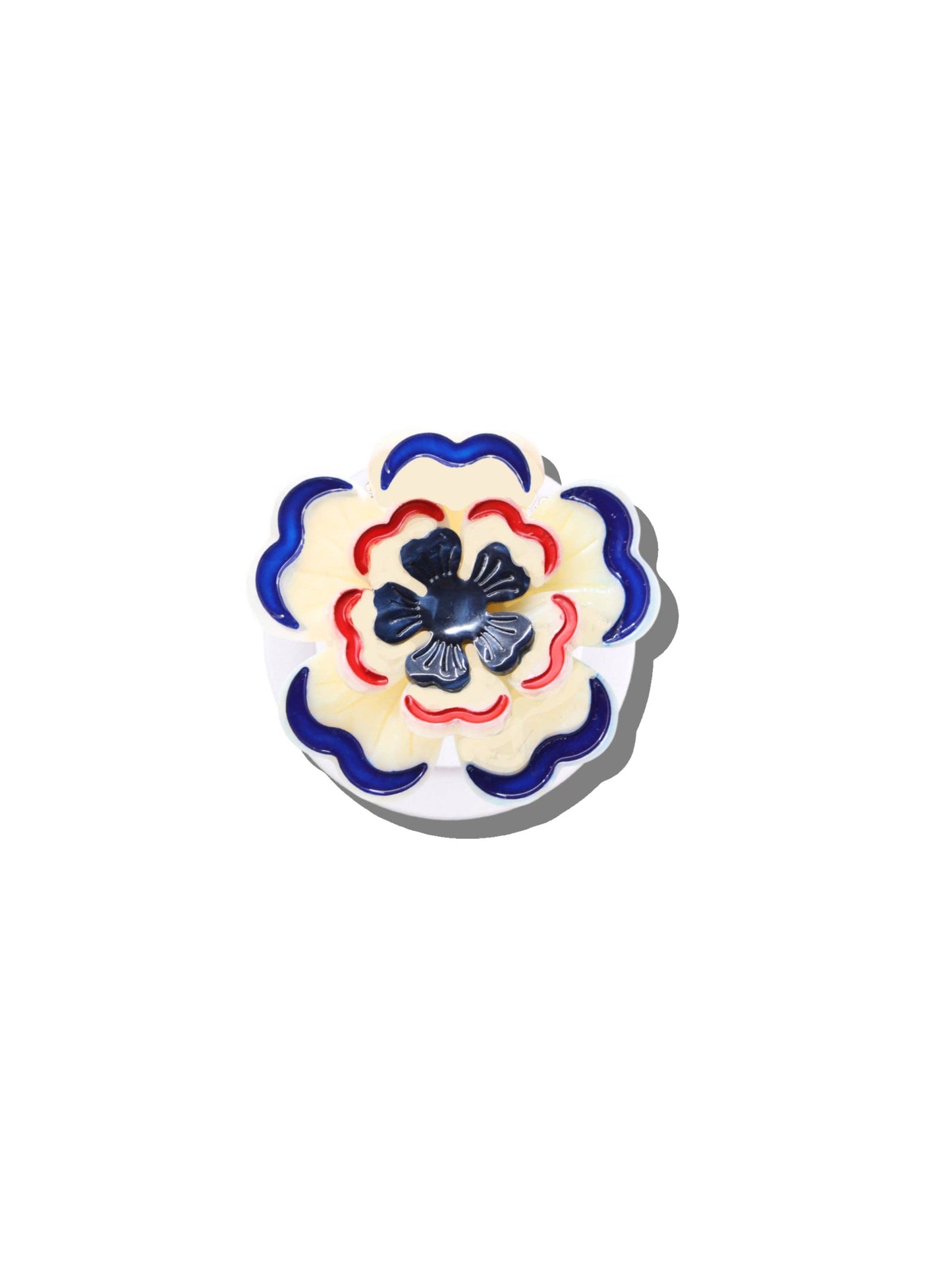 Solar Eclipse Hand-painted Americana Flower Grip Charm - White