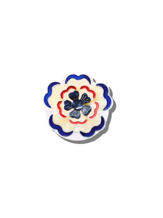 Solar Eclipse Hand-painted Americana Flower Grip Charm - White
