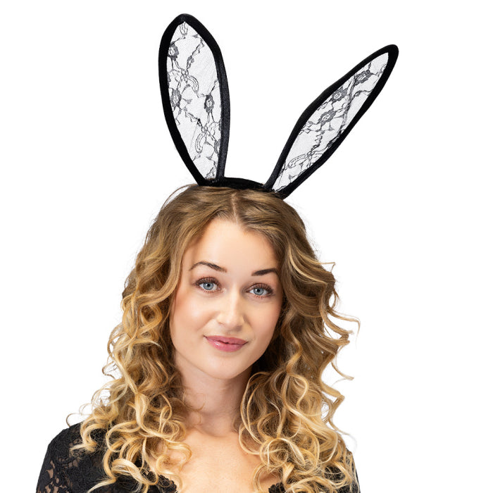 Black Lace Bunny Headband