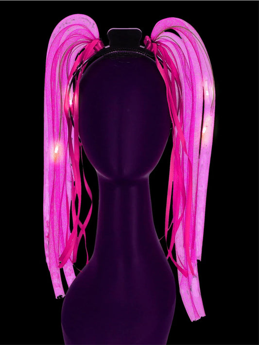 LED Light Up Pink Spaghetti Cyber Headband
