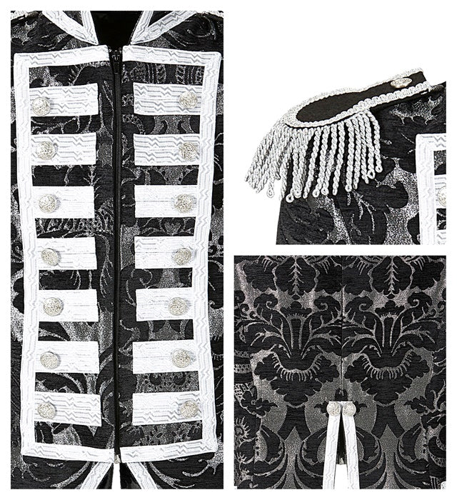 Mens Silver Jacquard Parade Coat