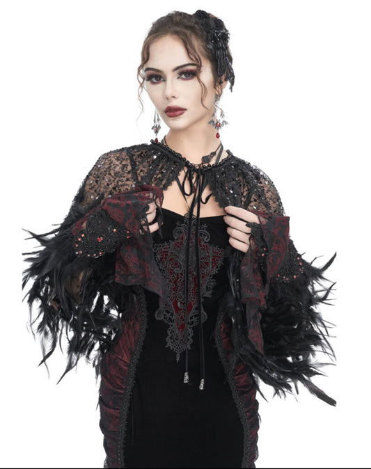 Sheer Black Feather Shawl