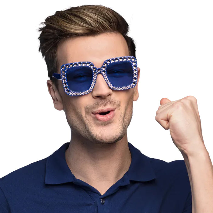 Blue Bling Party Glasses