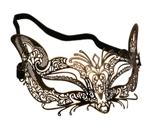 Metal Cat Mask with Rhinestones